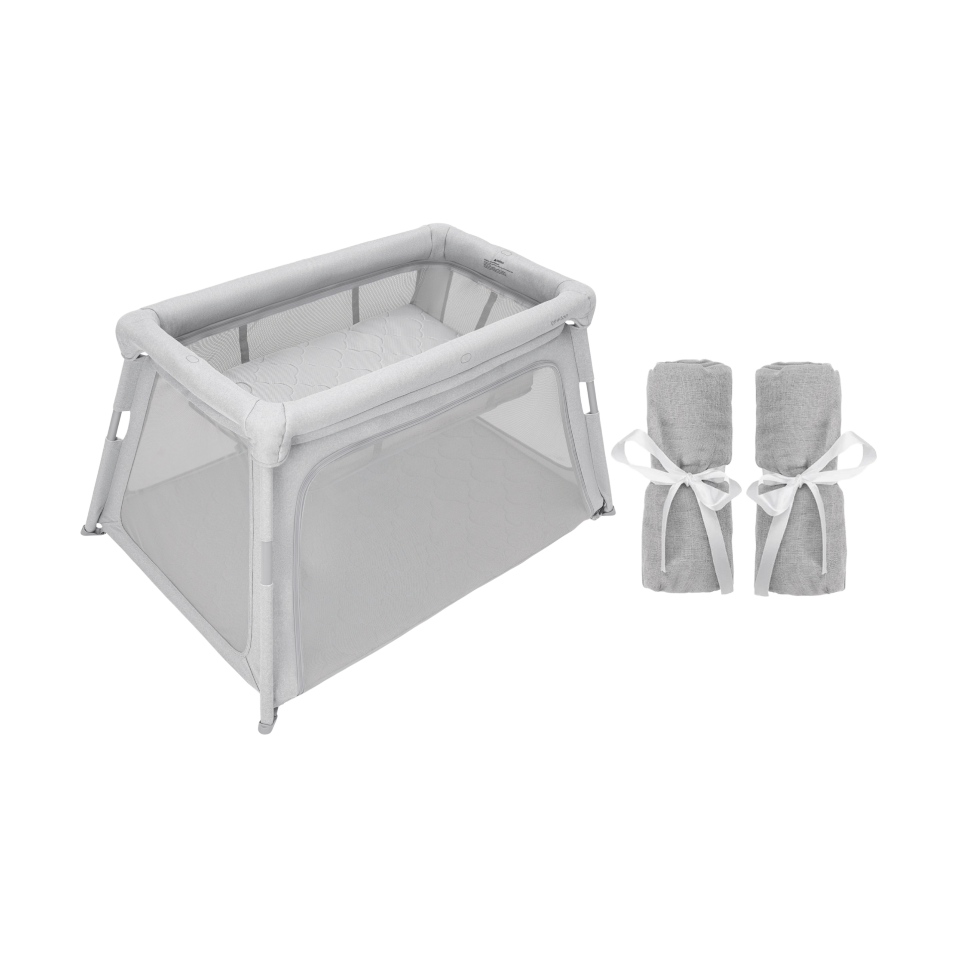 Newton Baby Deluxe Travel Crib & Play Yard + Bassinet + Sheets Bundle.