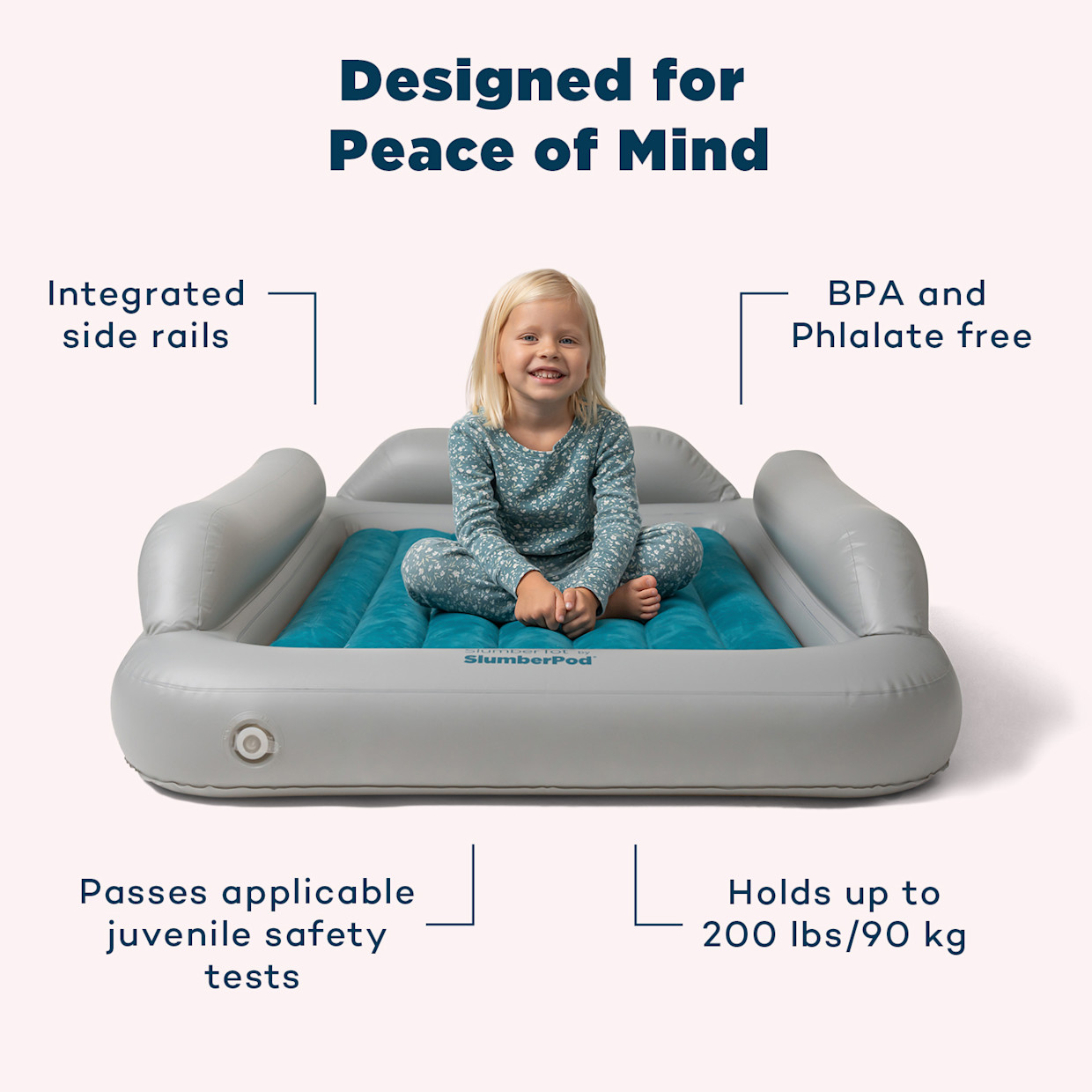 SlumberPod SlumberTot Inflatable Toddler Bed - Grey.