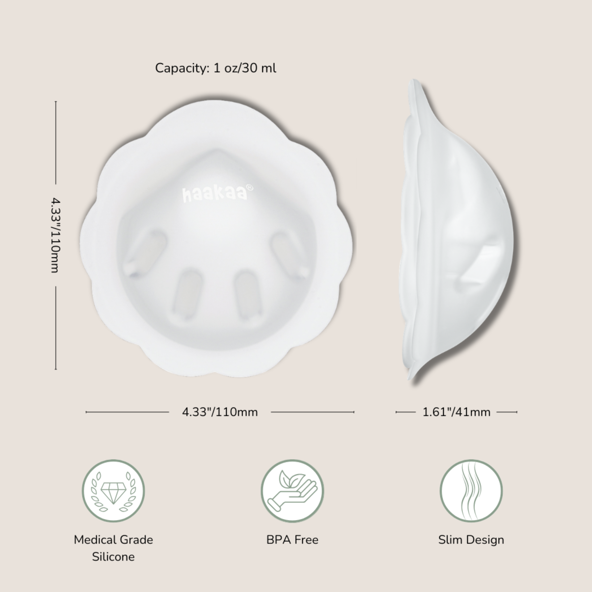 Haakaa Petal Soft Silicone Milk Collectors.