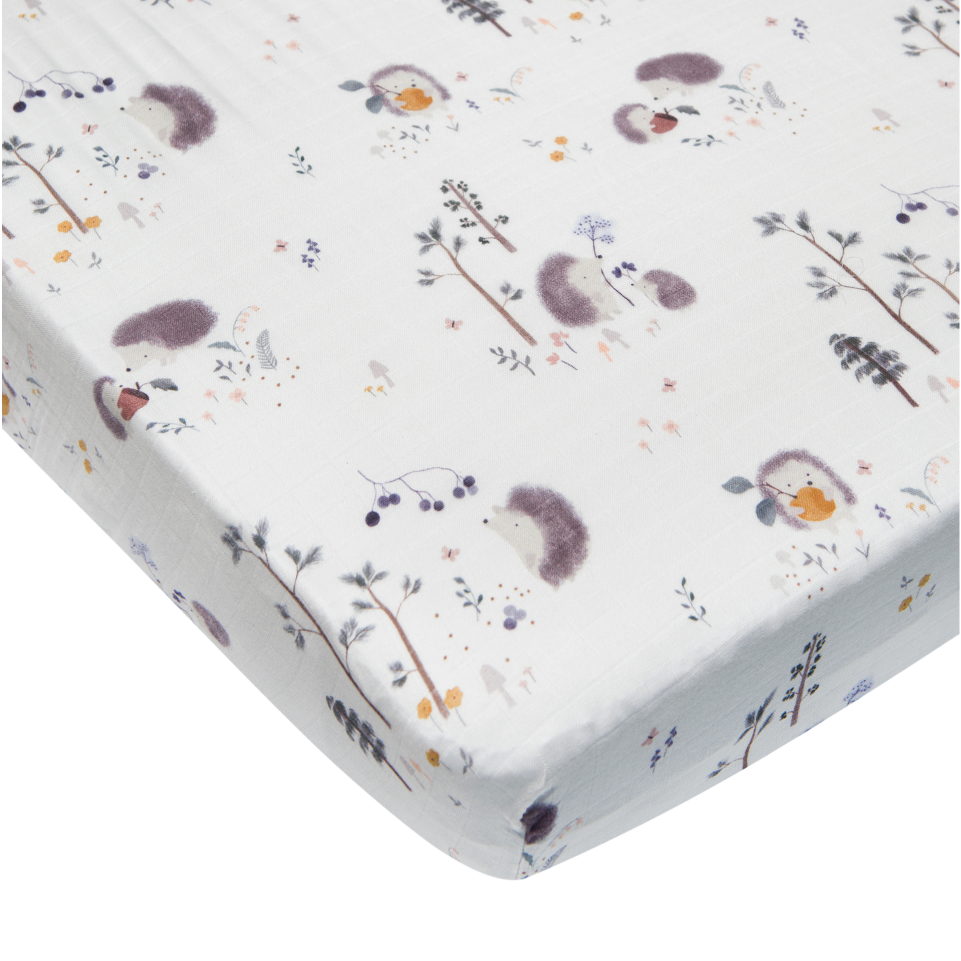 Loulou Lollipop Cotton & Bamboo Fitted Crib Sheet Hedgehogs
