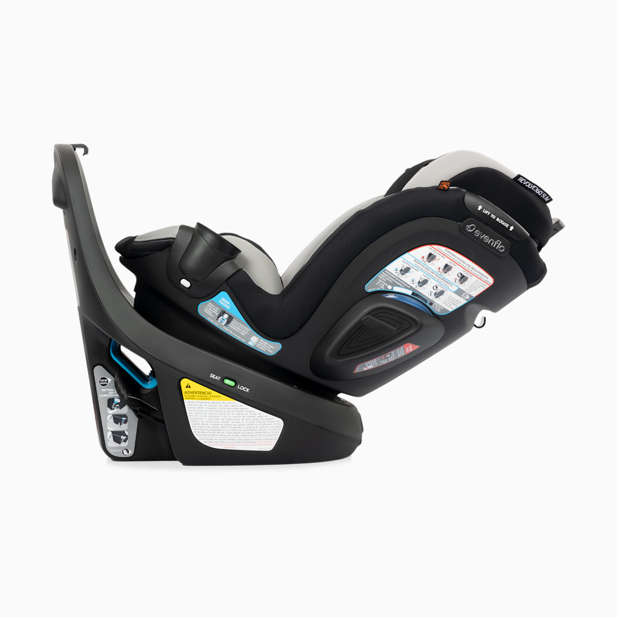 Evenflo Revolve360 Slim 2-in-1 Rotational Car Seat with Quick Clean Cover - Salem Black.