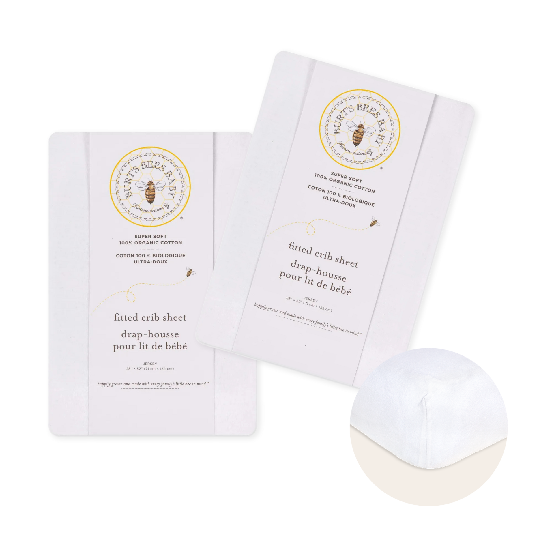 Burt's Bees Baby Organic Cotton Jersey Fitted Crib Sheet 2-Pack Bundle.