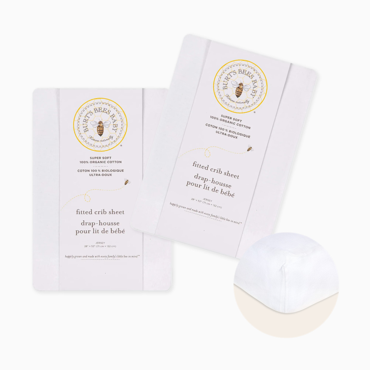 Burt's Bees Baby Organic Cotton Jersey Fitted Crib Sheet 2-Pack Bundle - Cloud, 2.