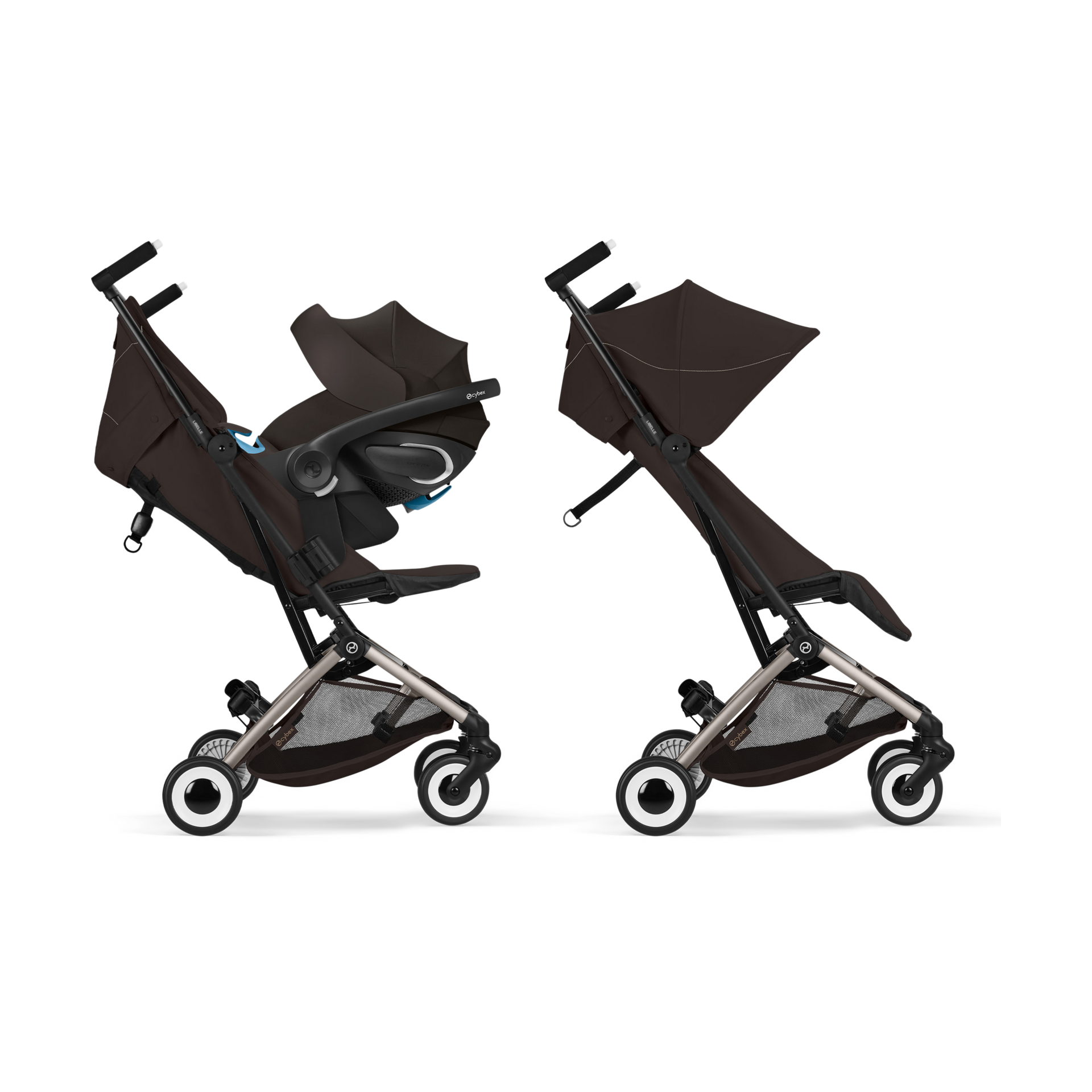 Cybex Libelle Stroller + Cloud G Pro Infant Car Seat Travel System - Chocolate Brown.