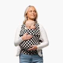 Mabē Monarch Ergonomic Baby Carrier - Premium Cotton Soft Structured Infant Carrier with Hip Healthy Design, 3 Carry Positions for Newborn to Toddler (7-35lbs), Lightweight & Breathable (Ebony Check)