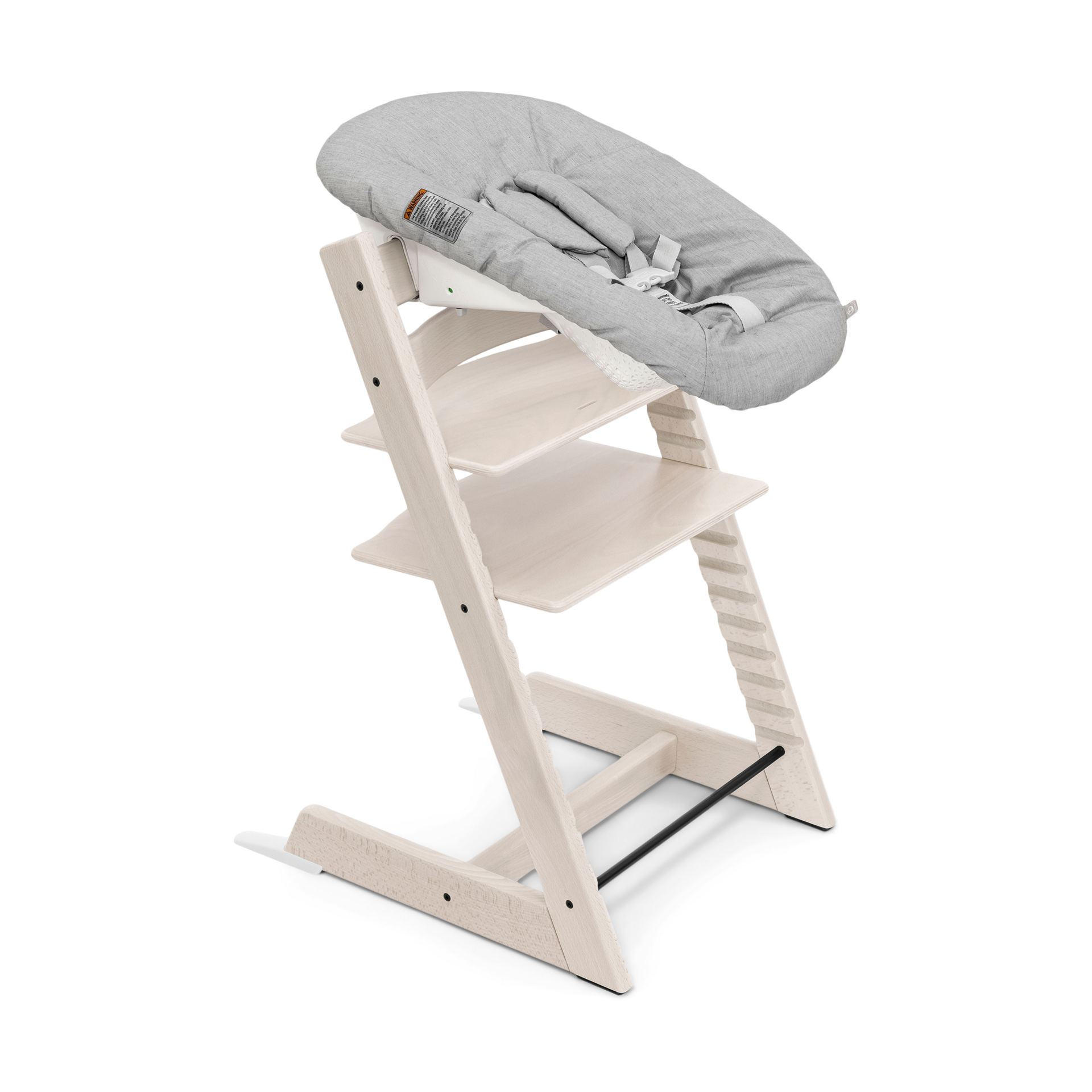 Stokke Tripp Trapp High Chair Complete² + Newborn Set - Whitewash/Nordic Cushion/White Tray.