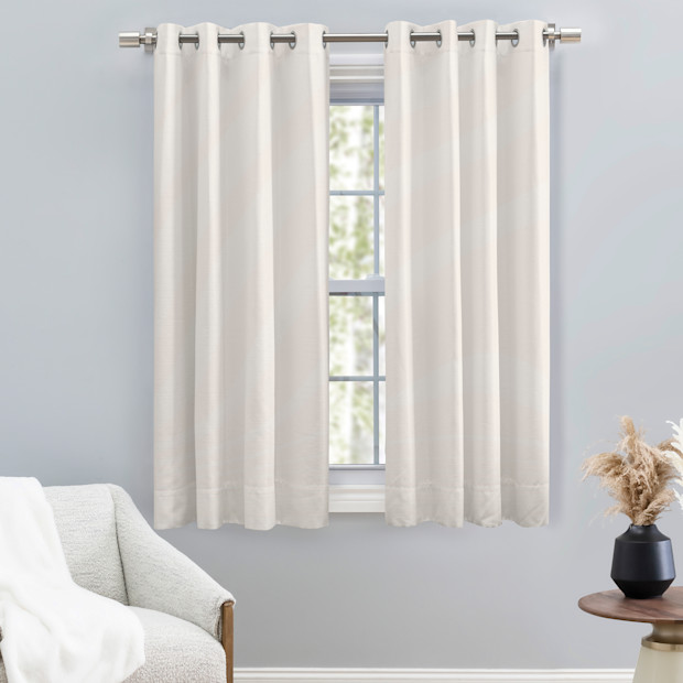 Ricardo Trading Grasscloth Lined Grommet Window Panel Curtain w/Wand.