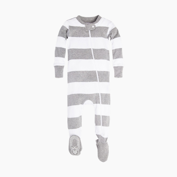 Burt's Bees Baby Organic Sleeper - Heather Grey Rugby Stripe, 3-6 Months.