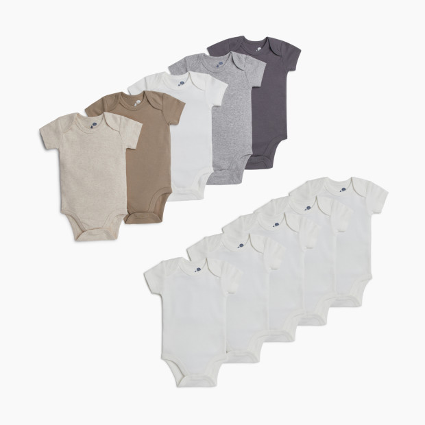 Small Story Short Sleeve Bodysuit Bundle (10 Pack) - Multi/ White, 0-3 Months.