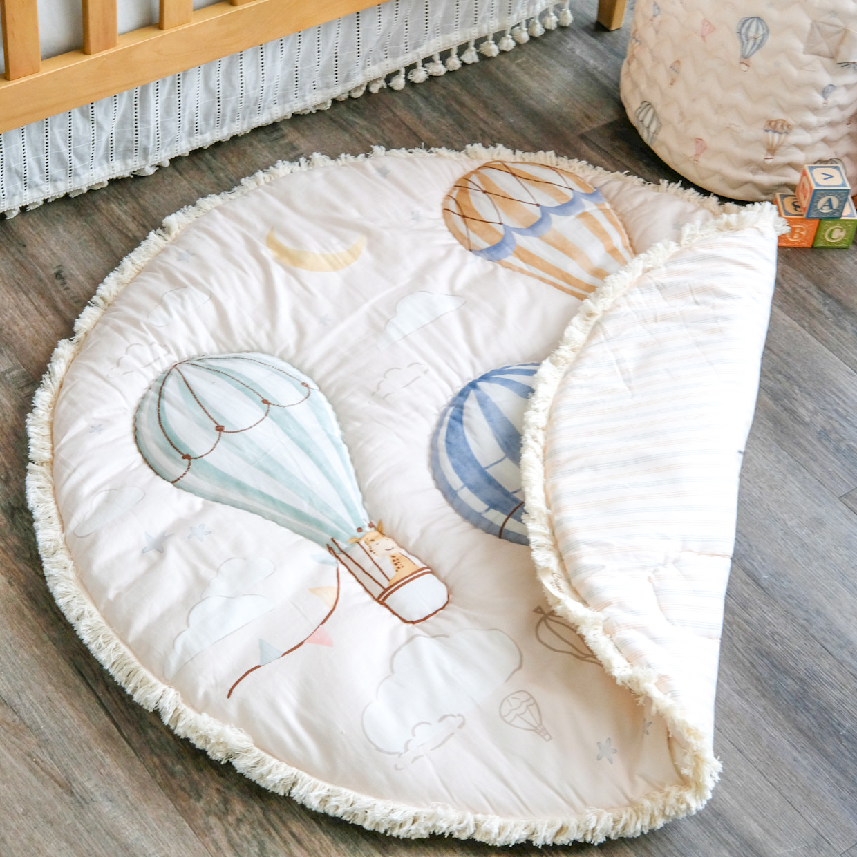 Crane Baby Cotton Quilted Playmat - Skye Hot Air Balloon.
