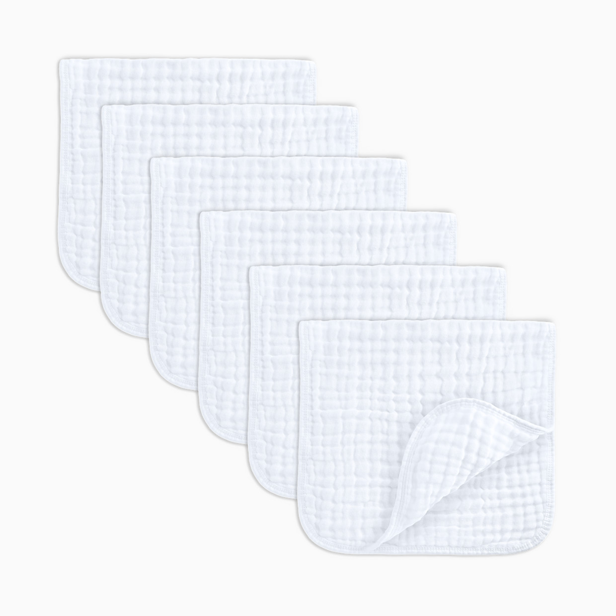 Comfy Cubs 6-Layer Muslin Burp Cloths Set - White, 6.
