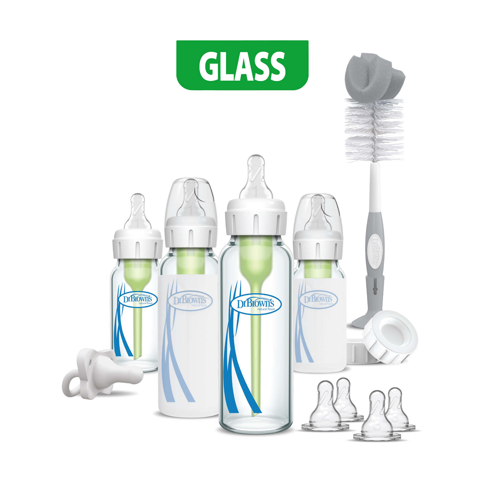 Dr. Brown's Options+ Glass Narrow Anti-Colic Baby Bottle Gift Set.
