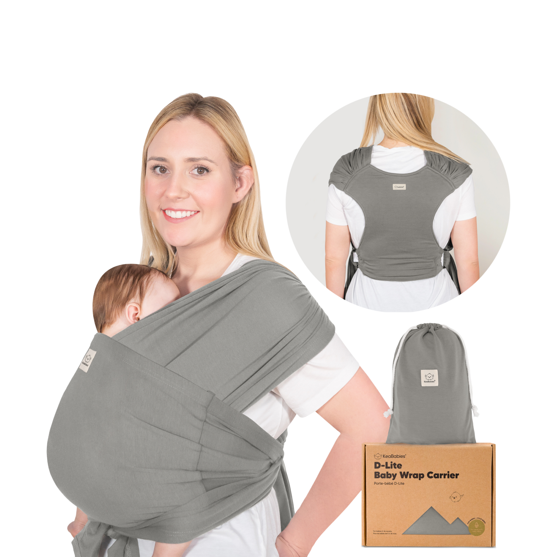 KeaBabies Baby Wrap Carrier Ring Sling - Easy to Wear, Adjustable D-Lite Baby Carrier Newborn to Toddler, Infant Carrying Shirt, Hands Free Bonding, Breathable Fabric Wearing Wrap (Graphite)