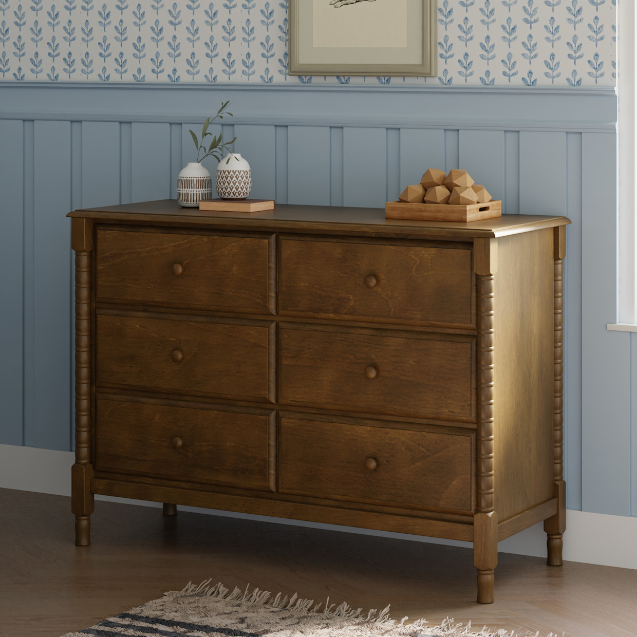 daVinci Jenny Lind Spindle 6-Drawer Dresser - Walnut.