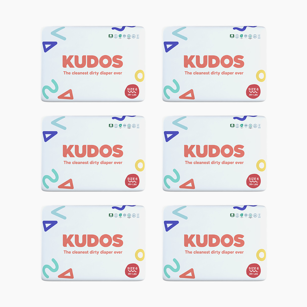 Kudos Diapers, Monthly Supply - Size 6, 120 Count.