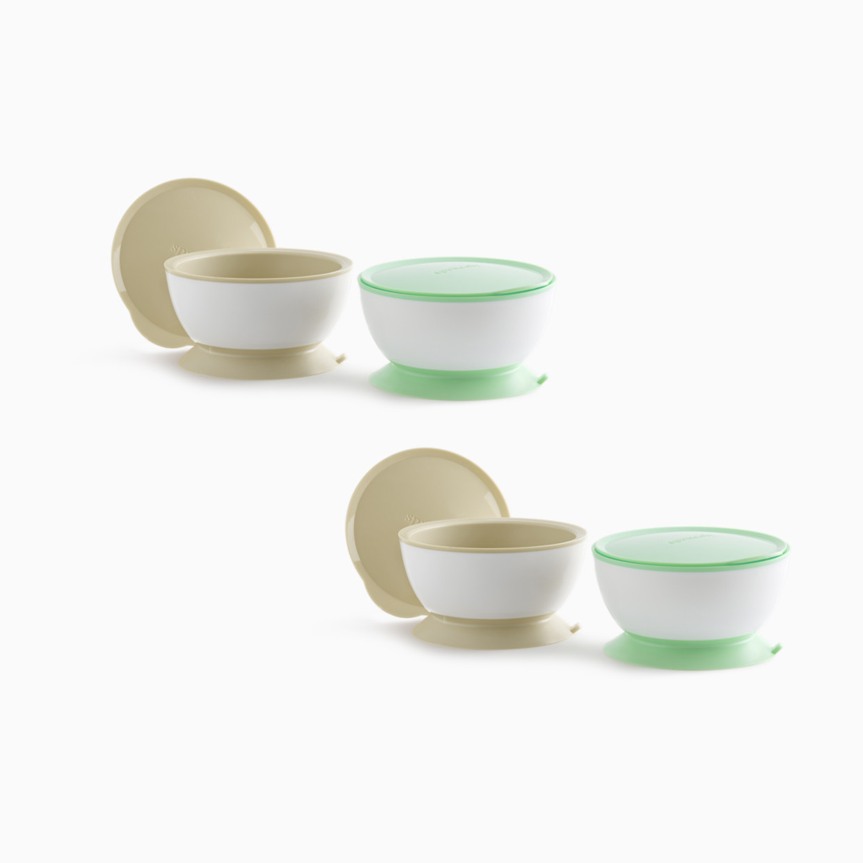 Sprucely Suction Bowl with Lid - Green/Sand, 4.