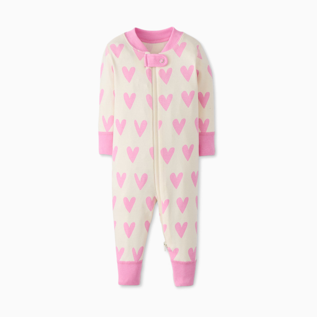 Hanna Andersson Baby Organic Cotton Footless Sleeper - Pink Hearts On Hearts, 0-3 M.