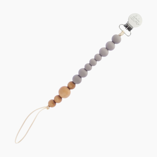 Loulou Lollipop Colorblock Wood & Silicone Pacifier Clip - Cool Grey.