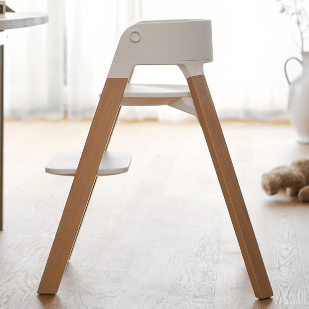 Stokke Steps High Chair - White Accessories With Hazy Grey Legs.