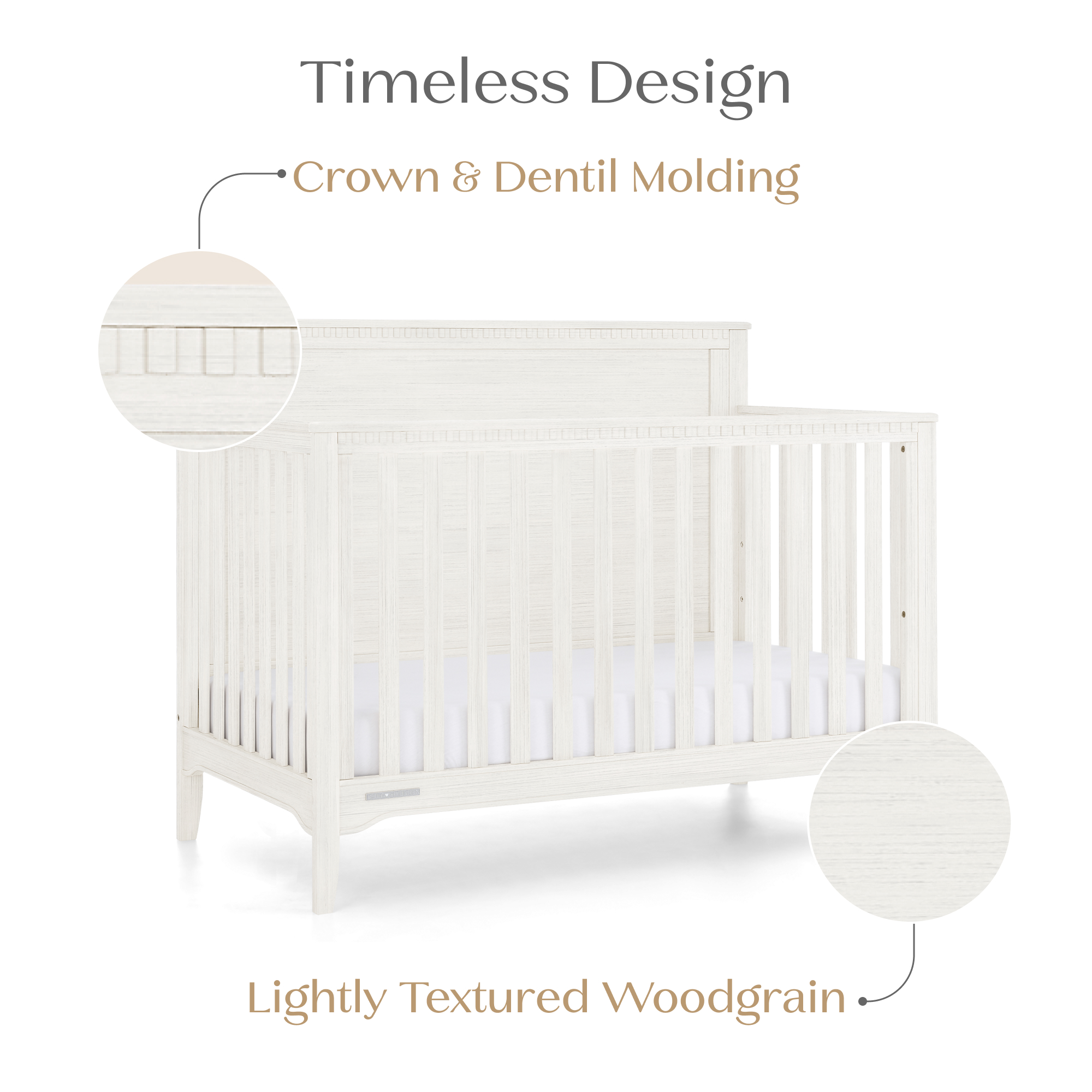 Delta Children Kendall 6-in-1 Convertible Crib - Antique White.