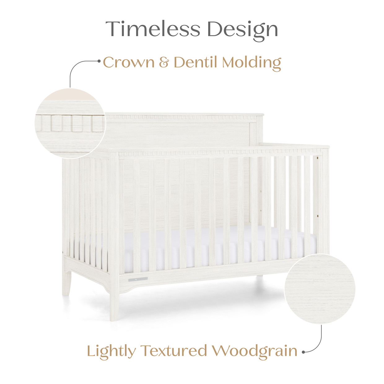 Delta Children Kendall 6-in-1 Convertible Crib - Antique White.