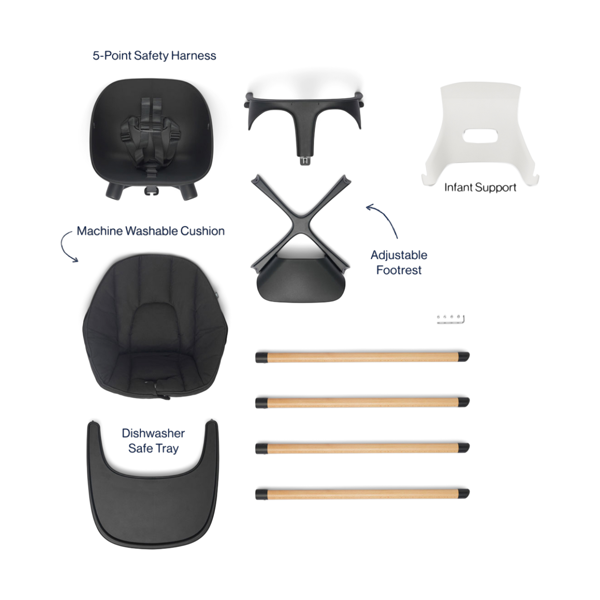 Lalo High Chair + Infant Kit - Licorice.