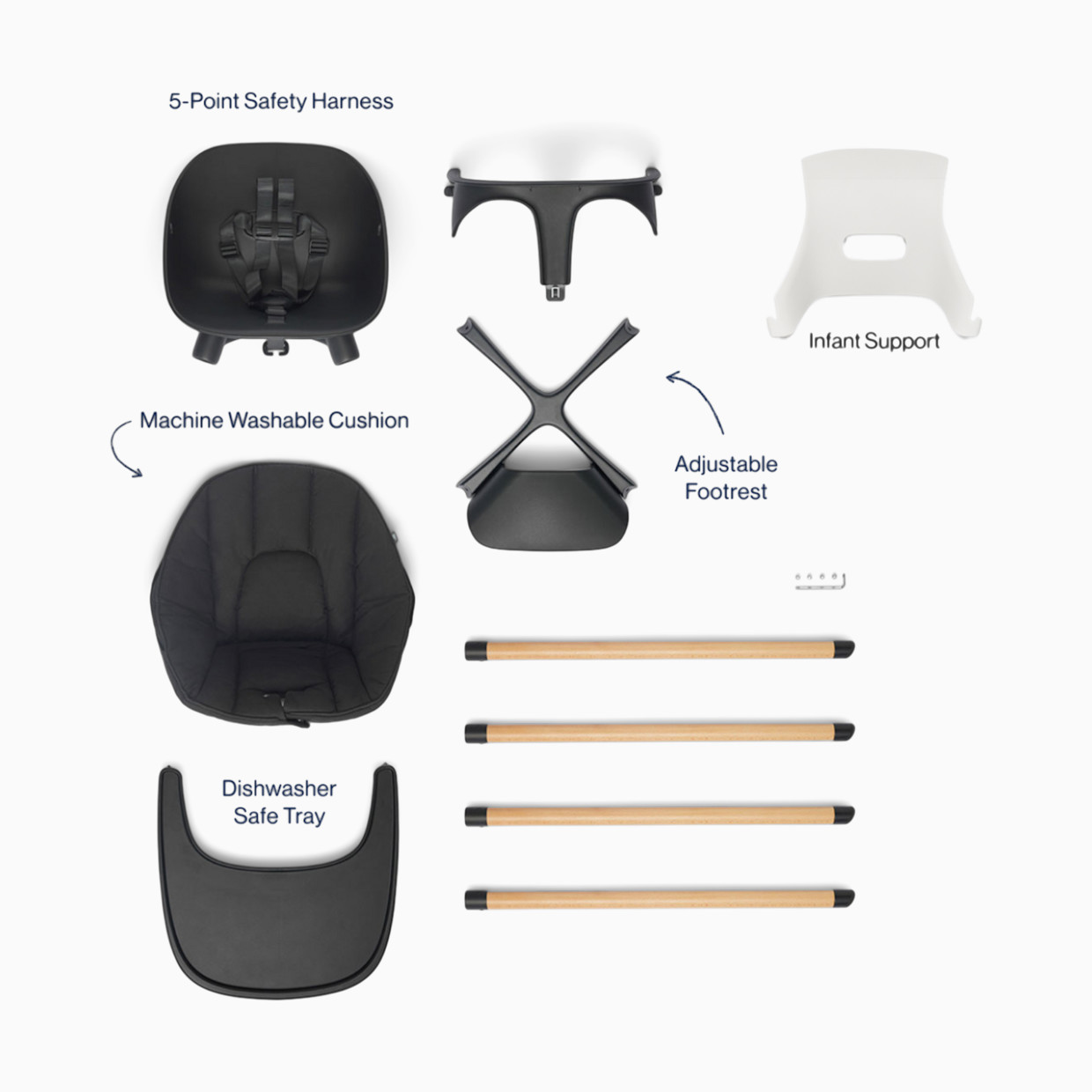 Lalo High Chair + Infant Kit - Licorice.