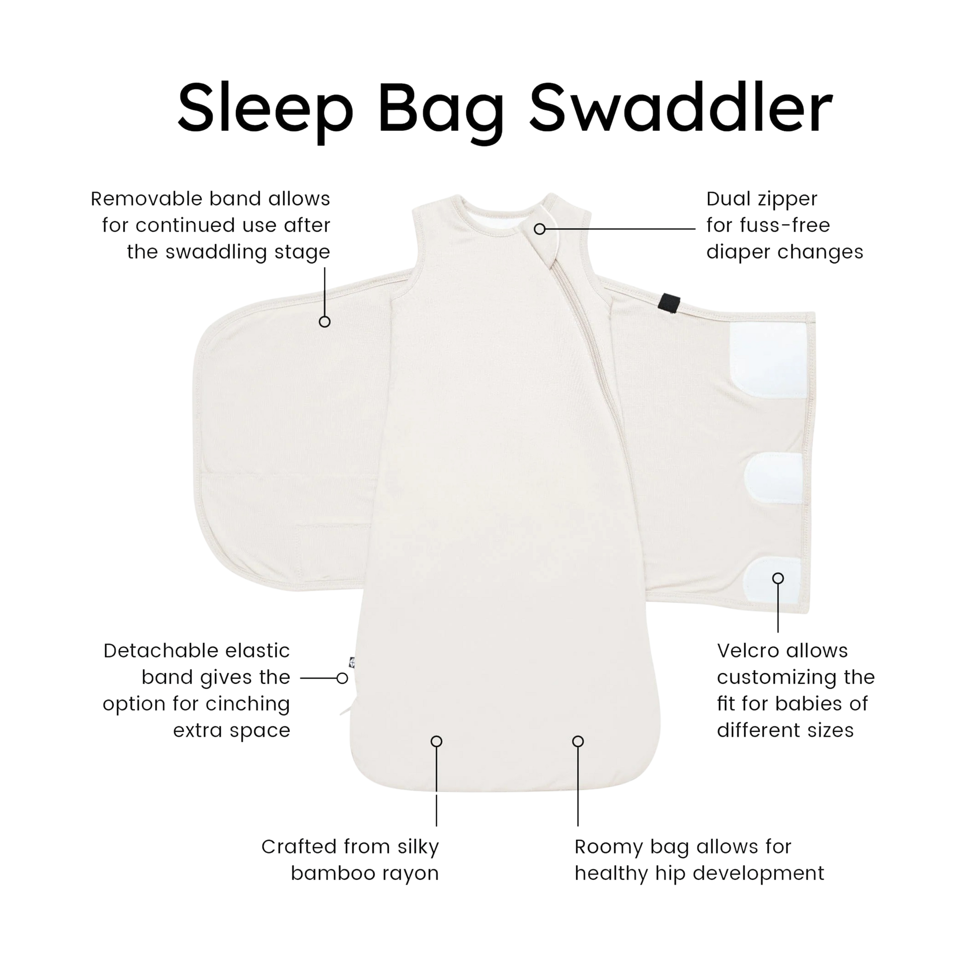 Kyte Baby Sleep Bag Swaddler - Oat, X-Small.