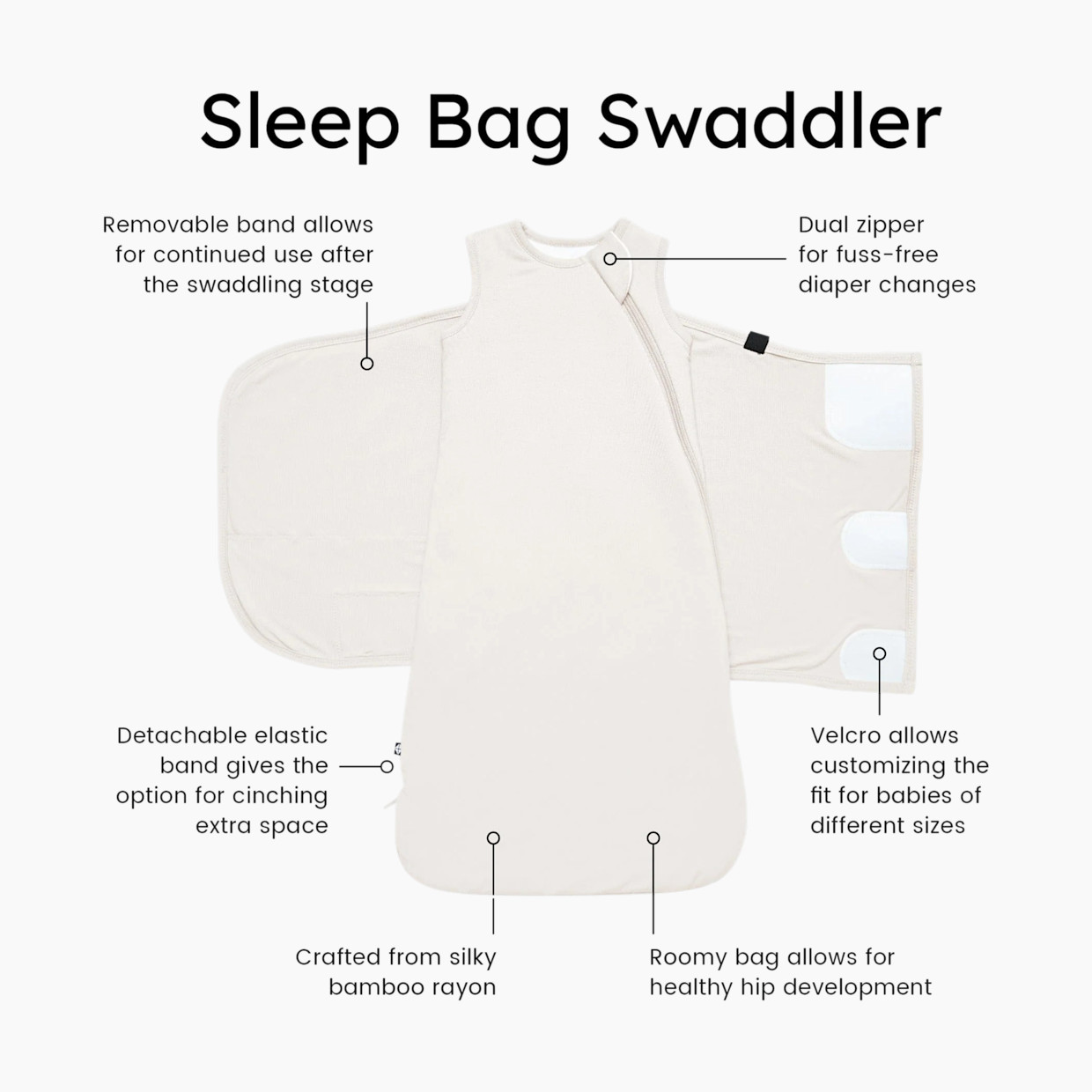 Kyte Baby Sleep Bag Swaddler - Oat, X-Small.