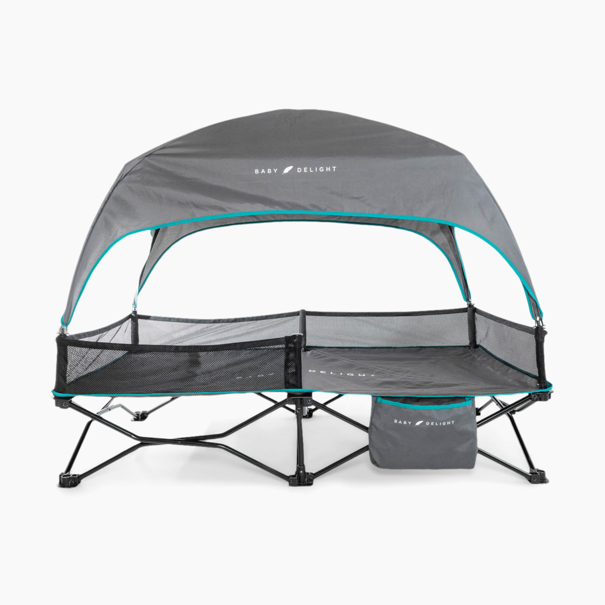 Baby Delight Go With Me Bungalow Deluxe Portable Travel Cot - Grey/Teal.