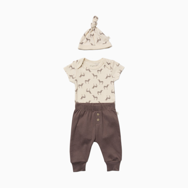 Tiny Kind Outfit 3 Piece Set - Antique White Zebra, 0-3 M.