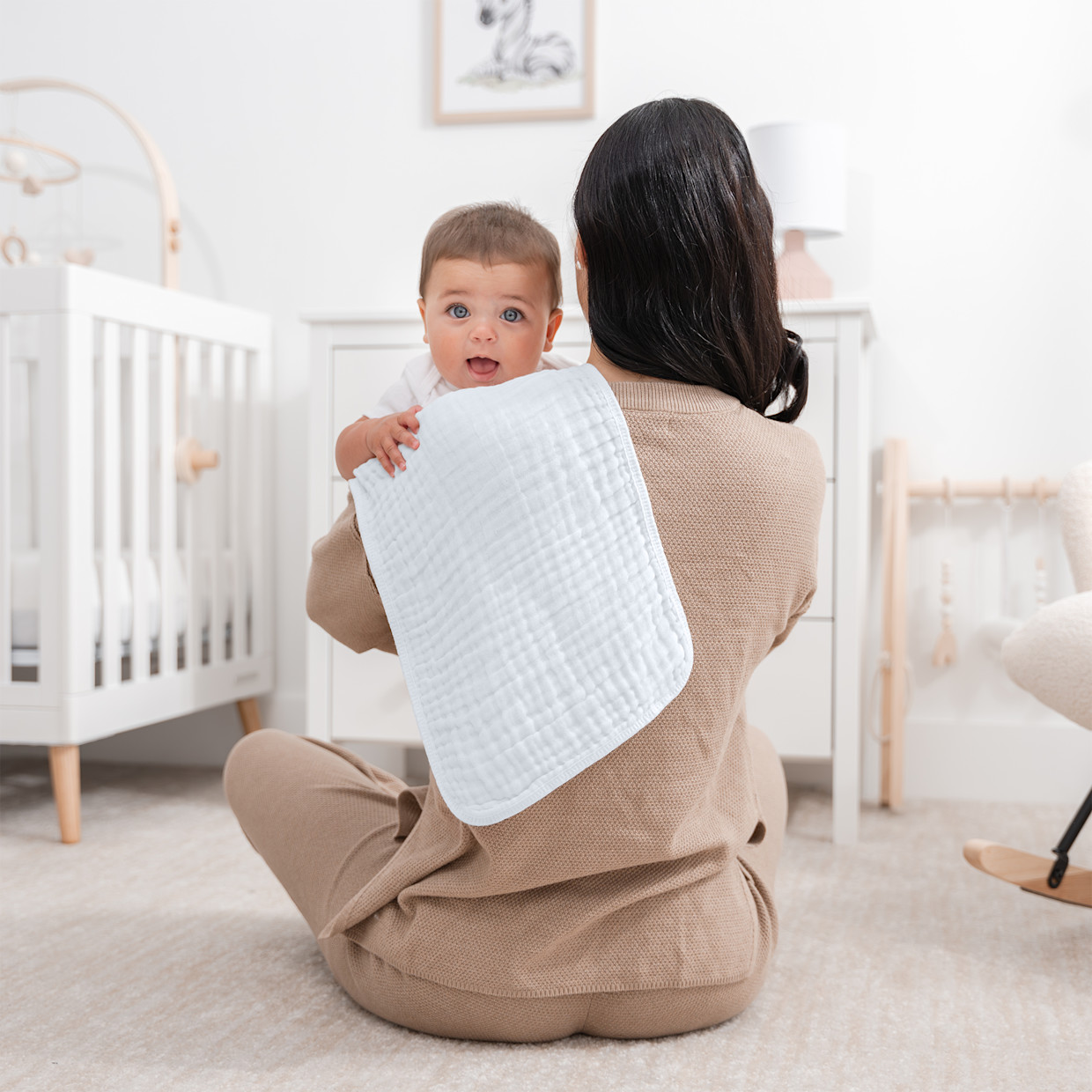 Comfy Cubs 6-Layer Muslin Burp Cloths Set - White, 10.
