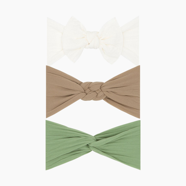 Baby Bling The Three Amigas Headband Bow Gift Set (3 Pack) - Ivory, Oak, And Sage.