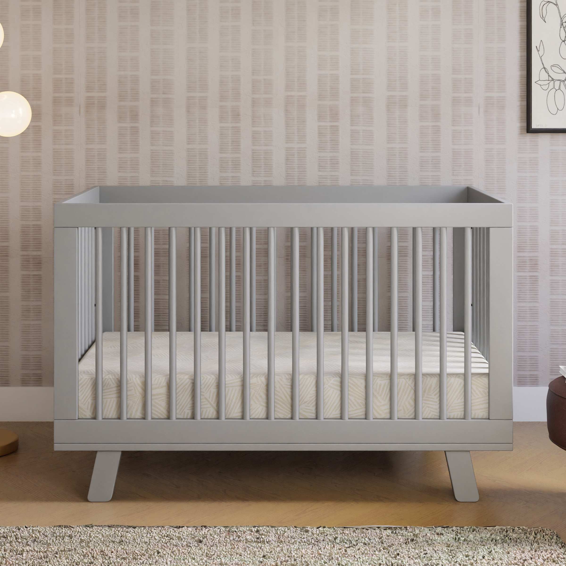 babyletto Hudson 3-in-1 Convertible Crib with Toddler Bed Conversion Kit - Grey.