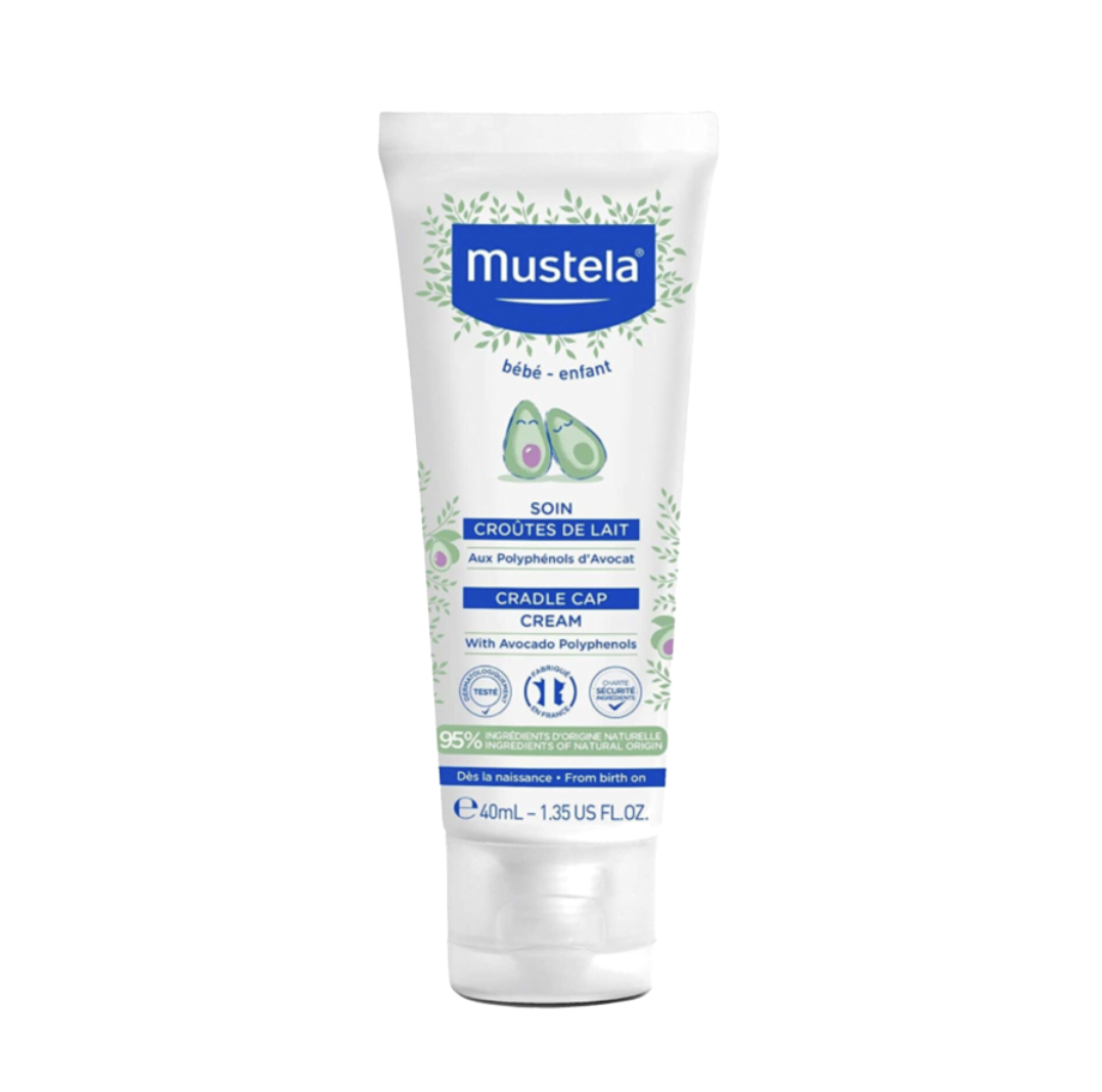 Mustela Baby Cradle Cap Cream - Newborn safe - with Natural Avocado - Paraben Free & Fragrance Free - 1.35 Fluid Ounce