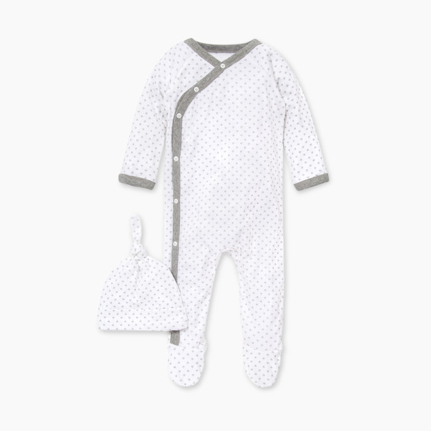 Burt's Bees Baby Organic Footed Wrap Front Jumpsuit & Knot Top Hat - Dottie Bee, 0-3 Months.