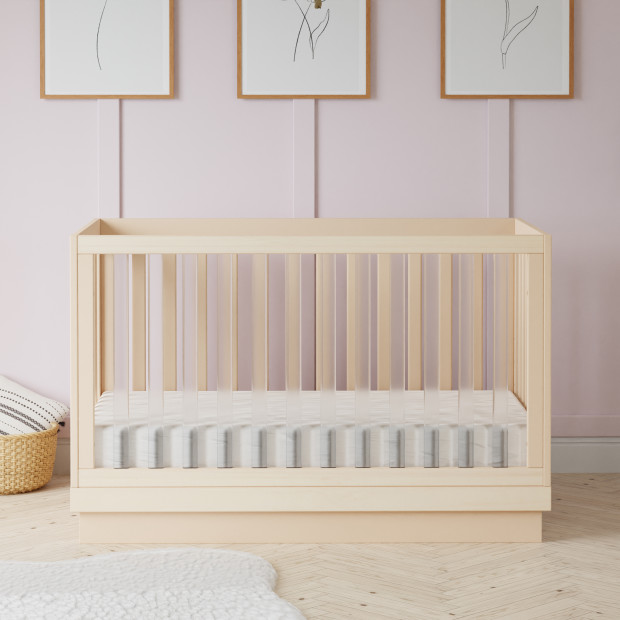 babyletto Harlow Acrylic 3-in-1 Convertible Crib with Toddler Bed Conversion Kit - Washed Natural/Acrylic.