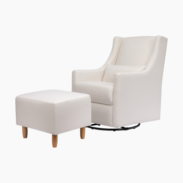 babyletto Toco Swivel Glider and Stationary Ottoman - Performance Cream Eco Weave.