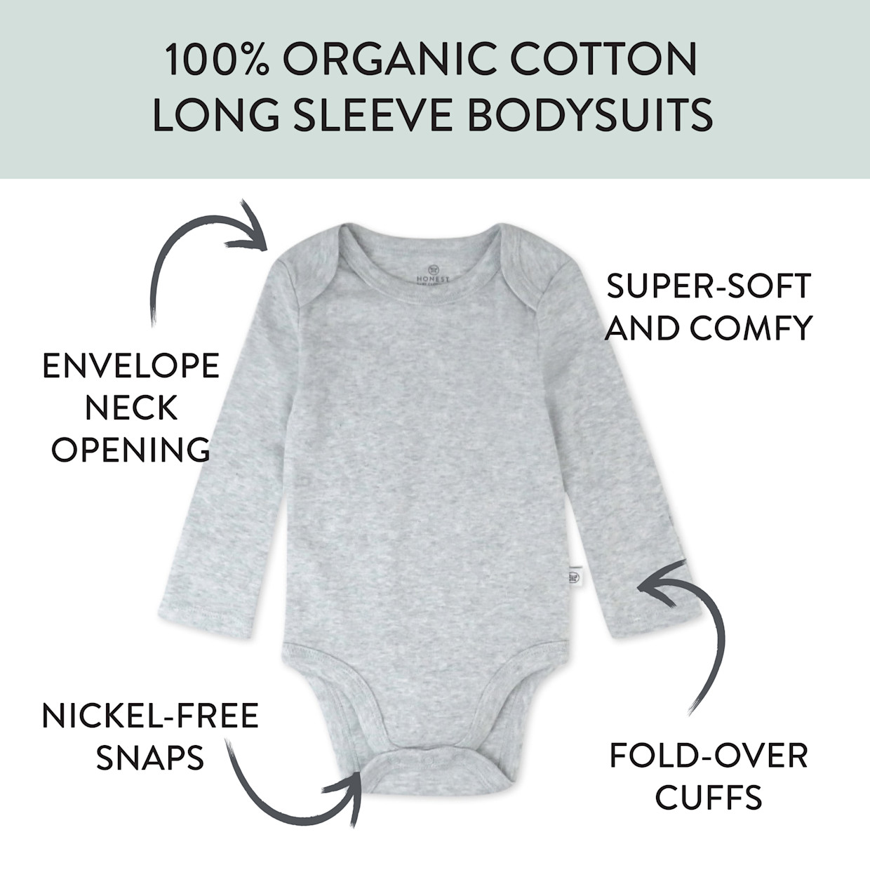 Honest Baby Clothing 10-Pack Organic Cotton Long Sleeve Bodysuits - Rainbow Blues, Newborn, 10.