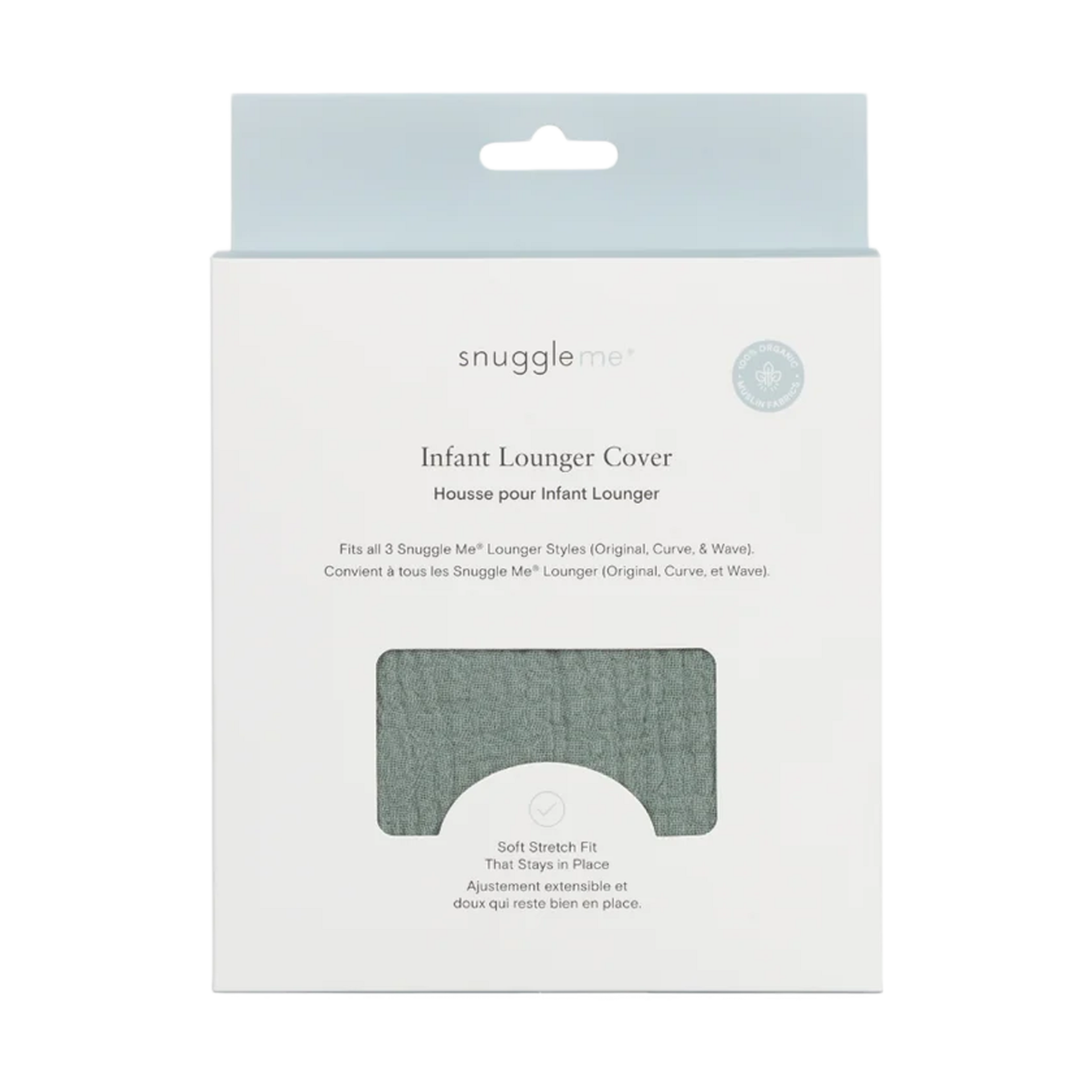 Snuggle Me Organic Infant Lounger Muslin Cover - Slate.