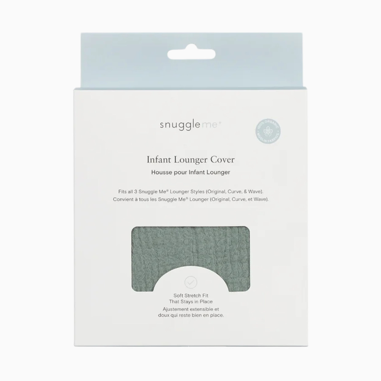 Snuggle Me Organic Infant Lounger Muslin Cover - Slate.