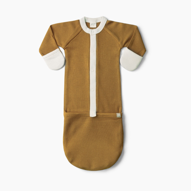 Goumi Kids Thermal Organic Convertible Baby Gown - Cedar, 0-3m.