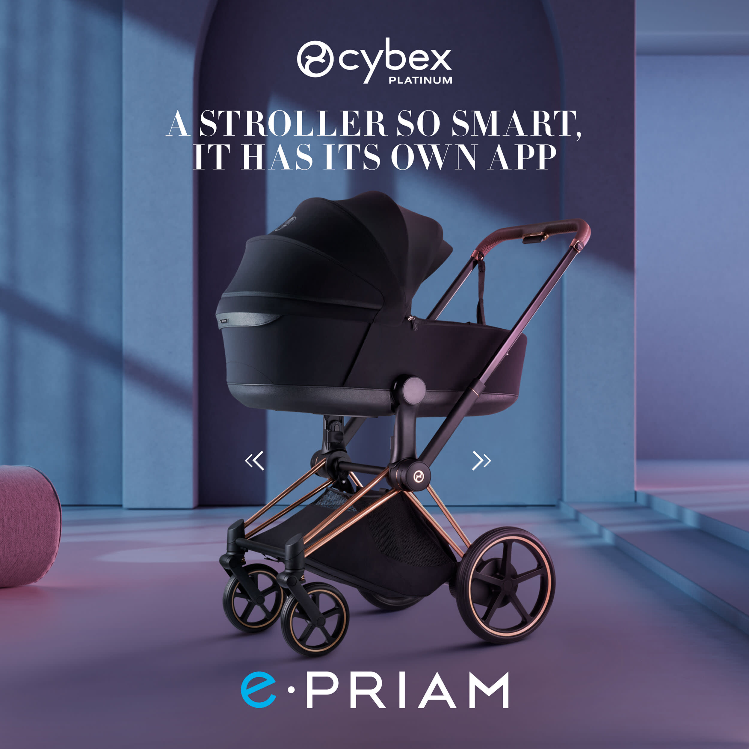 Cybex e-PRIAM Stroller - Matte Black Frame/Cozy Beige Lux Seat.