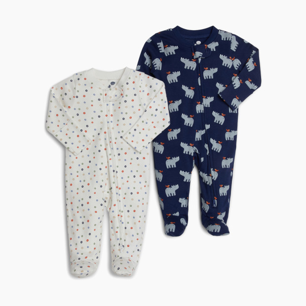 Small Story Printed Footie (2 Pack) - Rhino And Bird, 0-3 M.