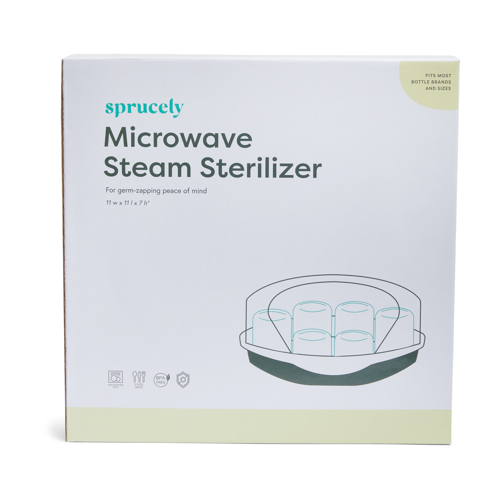 Sprucely Microwave Steam Sterilizer - White/Sage.