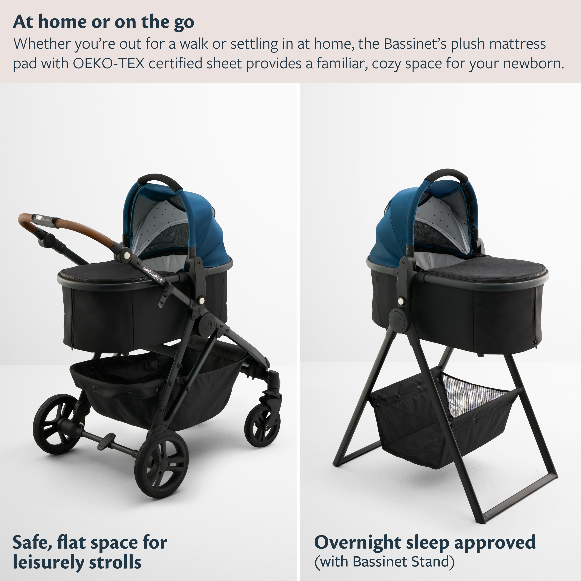 Mockingbird Bassinet 3.0 - Sea.