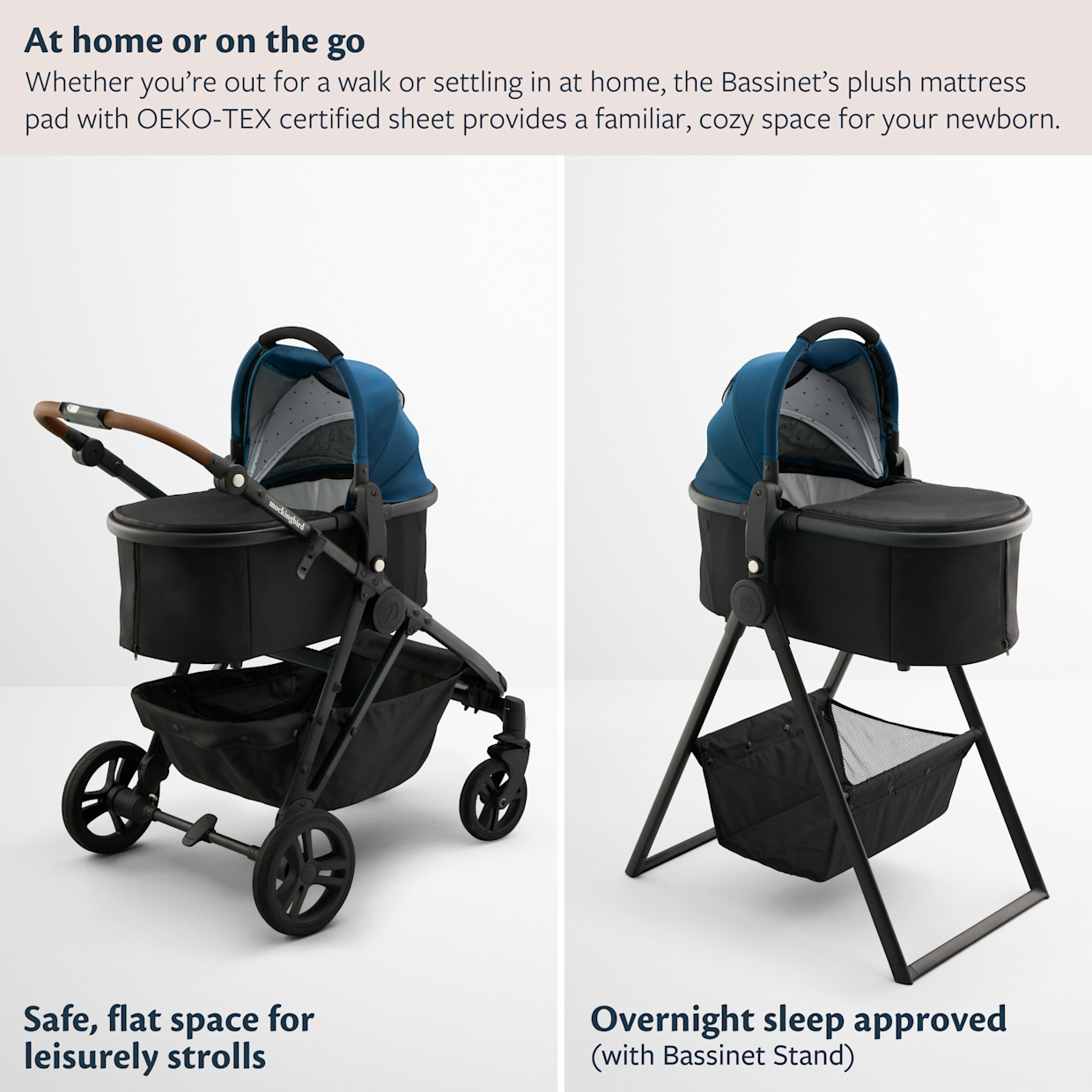 Mockingbird Bassinet 3.0 - Sea.