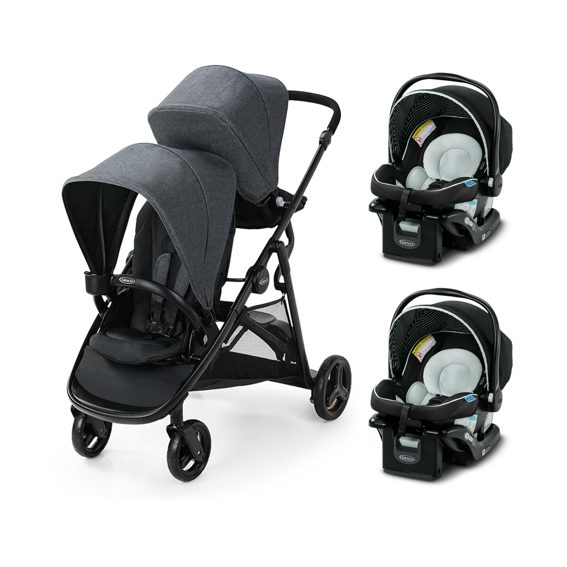 Graco Ready2Grow 2.0 Double Stroller and SnugRide Lite LX Infant Car Seat Twin Bundle.