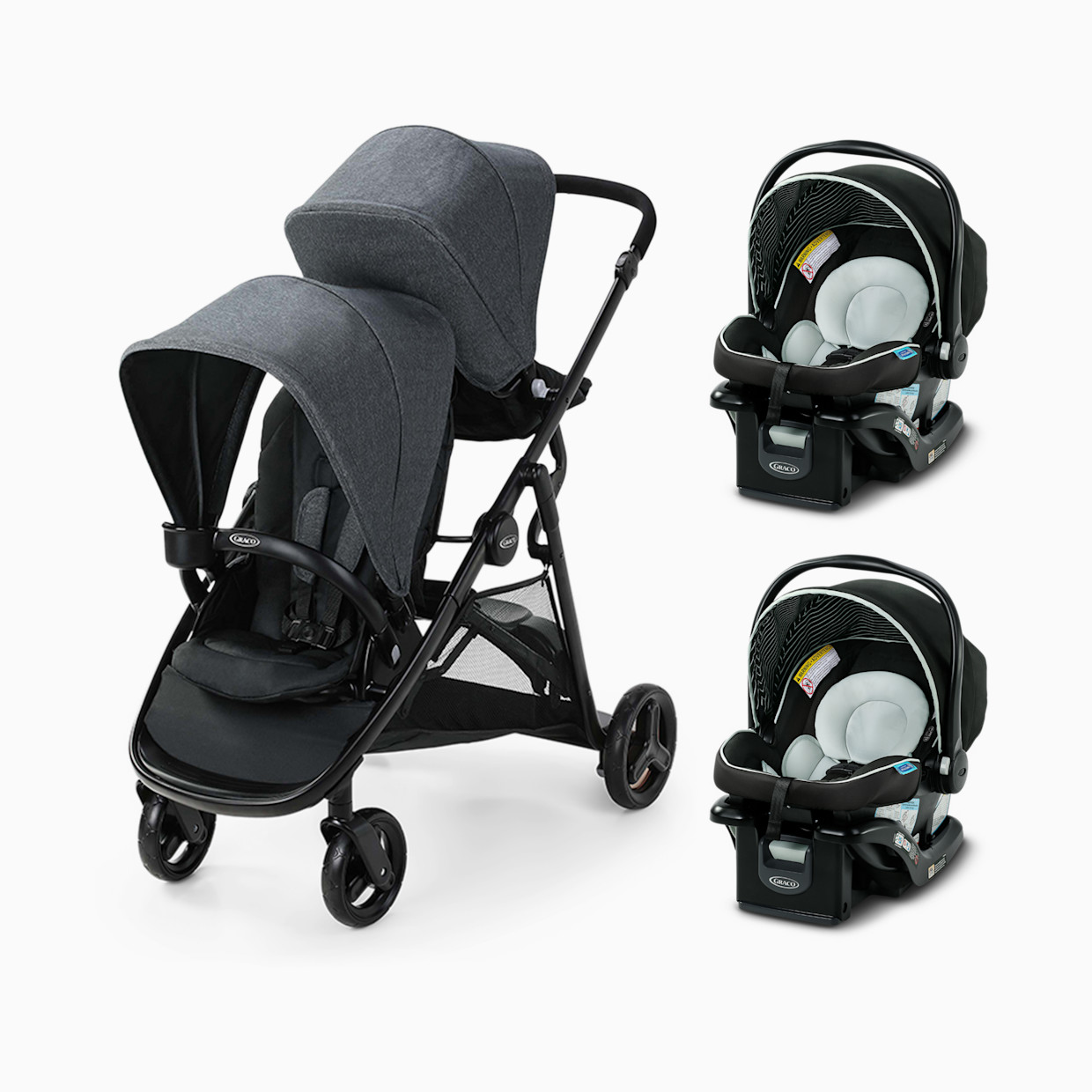 Graco Ready2Grow 2.0 Double Stroller and SnugRide Lite LX Infant Car Seat Twin Bundle.