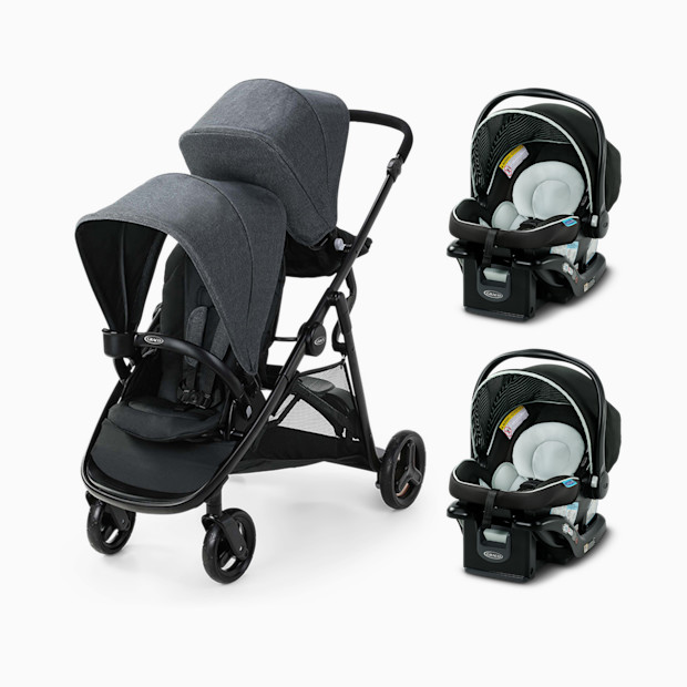 Graco Ready2Grow 2.0 Double Stroller and SnugRide Lite LX Infant Car Seat Twin Bundle.